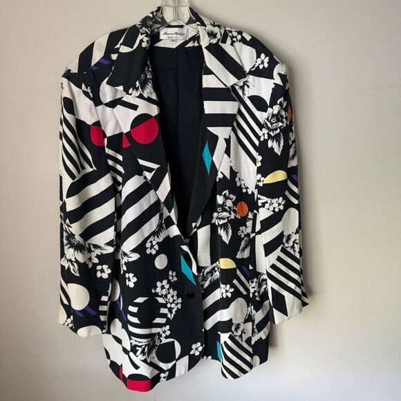 Sharon Phillips Made In The USA Funky Abstract Blazer 3X - Picture 2 of 8